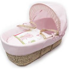 Pink Bassinetts Kid's Room Kinder Valley Ted Pink Palm Moses Basket With Mattress, Padded