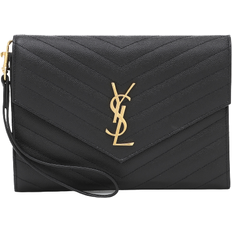 Black Clutches Saint Laurent Cassandre Envelope Clutch - Black/Gold