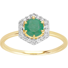 Gemondo Halo Engagement Ring - Gold/Emerald/Diamonds