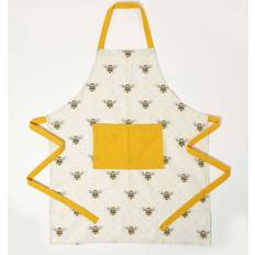 Homescapes Bee 100 Cotton Kitchen Pocket Apron Yellow