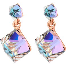 Jon Richard Aurora Borealis Cube Drop Earrings - Rose Gold/Multicolour