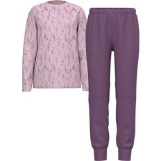 Purple Pyjamases Children's Clothing Name It Girl's Printed Night Set - Dawn Pink