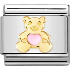 Nomination Composable Classic Link Bear Heart Charm - Silver/Gold/Pink