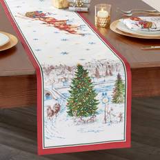 Elrene Home Fashions Santa's Snowy Sleighride Tablecloth Red