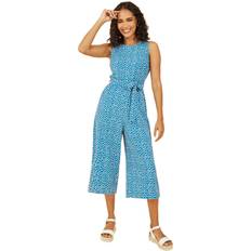 Turquoise - Women Jumpsuits & Overalls Mela London Ditsy Daisy Sleeveless Culotte Jumpsuit, Teal