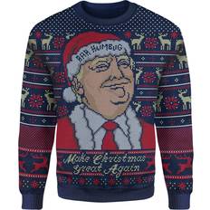 IWOOT Exclusive Donald Trump Knitted Christmas Jumper Navy Blue