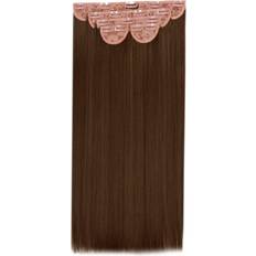 Lullabellz Super Thick Straight Clip In Hair Extension 22 inch Chestnut 5-pack