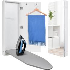 Ivation Wall-Mounted Ironing Board Iron Board W/Cabinet Door and Mirror White