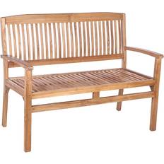 Plow & Hearth Teak Brown/White Garden Bench