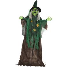 Homcom 6ft Halloween Witch, Life Size Outdoor Halloween Prop Decoration Multi-Coloured