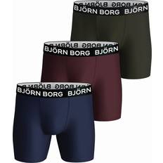 Björn Borg men's 3-pack performance boxer briefs, black/burgundy/navy