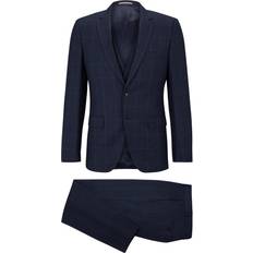 Hugo Boss Blazers Hugo Boss Slim Fit Piece Checked Suit Dark Blue