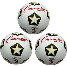 Champion Sports Rubber Soccer Ball, 3, Pack of CHSSRB3-3 White