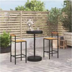 Black Outdoor Bar Sets Garden & Outdoor Furniture vidaXL 3 Poly Rattan&Solid