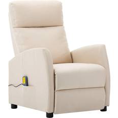 vidaXL Massage Reclining Chair Cream Fabric