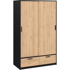 Furniture To Go Line With 2 Oak & Black Wardrobe 121x200.4cm