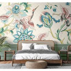 Origin Murals Cranes In Flight Cream Smooth Paste The Mural 300Cm Wide X 240Cm High