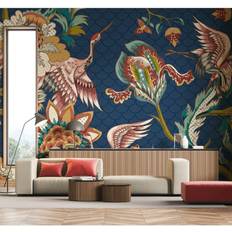 Origin Murals Cranes In Flight Navy Blue Matt Smooth Paste The Mural 300Cm Wide X 240Cm High