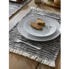 Pineapple Elephant Textured Frayed Edge Place Mat Black