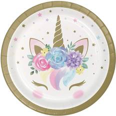 B&Q Paper Floral Unicorn Disposable Plates Pack of 8