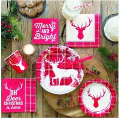 Red Paper Napkins Unique Party Traditional Deer Christmas Napkins Pack of 16