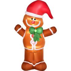 Homcom Inflatable Light Up Gingerbread Man 183cm, none