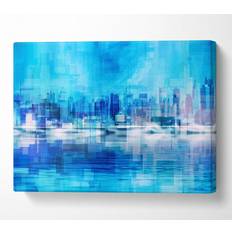 B&Q Electric Blue City Canvas Print Art Medium 20 X Wall Decor