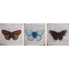 Premier Housewares Set of 3 Butterfly Plaques, MDF Wall Decor