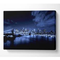 B&Q York City Night Blues Glow Canvas Print Wall Decor