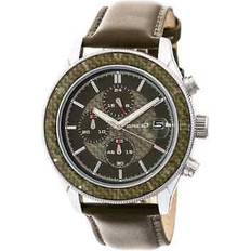 Breed maverick silver cronograph olive leather w/ date 7505