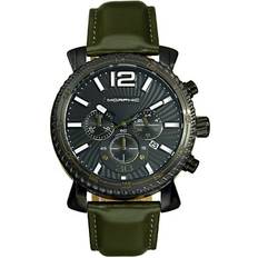 Morphic m89 series chronograph leather-band w/date olive/black