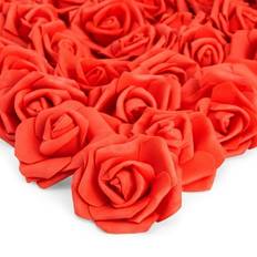 Juvale 100 pack red artificial flowers, bulk stemless fake foam roses, 3 in