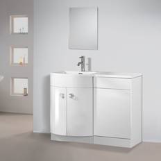 B&Q Bathroom D Shape White Basin Vanity Unit Cabinet 1100