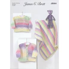 James c brett double knitting pattern jb564 sweater, cardigan & blanket