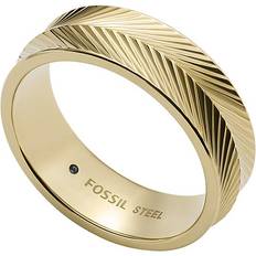 Fossil Women Harlow Linear Texture Gold-Tone Stainless Steel Band Ring