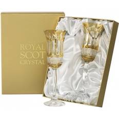 Royal Scot Crystal Belgravia 2 Gold Amber Champagne Glass