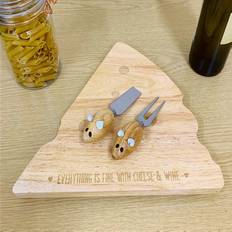 Wedge Shape with Mouse Knives Cheese Board