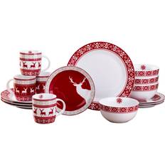 Red Dinner Sets Waterside Nordic Christmas Dinner Set 16pcs