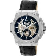 Reign commodus automatic skeleton black leather silver rn4002