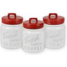 Ceramic - Red Kitchen Containers Design Imports Set of 3 Vintage r Kitchen Container