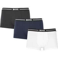 Hugo Boss Blue - Men Men's Underwear Hugo Boss Logo Stretch Cotton Trunks 3-pack - Black/Navy/White