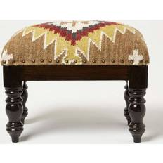 Brown Stools Homescapes Jaipur Handwoven Kilim Footstool Pouffe