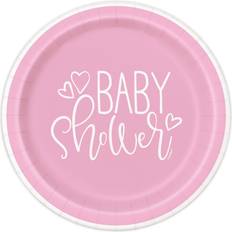 Unique Party Small Pink Baby Shower Paper Plates 8 Pack