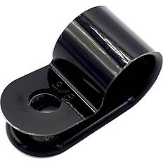 Pepte 19mm 100 x Plastic Electrical Cable P-Clips Nylon Black Clamps