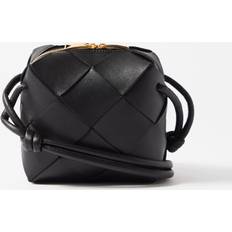 Bottega Veneta Cassette Leather Shoulder Bag Black 01