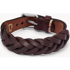 Fossil Men Leather Essentials Brown Leather Strap Bracelet