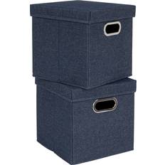 Household Essentials Blue Collapsible Cardboard Cube Bin Storage Box