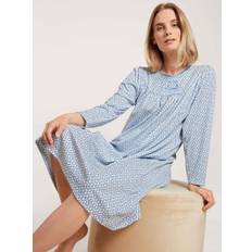 Blue - Men Nightgowns Calida Soft Cotton Langarm-Nachthemd, Länge