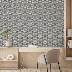 Muriva Elegance Bellflower Wallpaper Charcoal Cream M66109