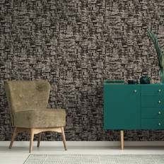 Holden Decor Brindle Flock Texture Black Wallpaper